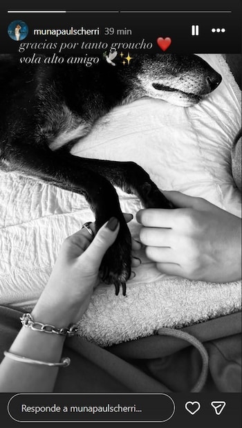 Muna Pauls despidió a su perro Groucho con emotivos mensajes y fotos en sus redes sociales