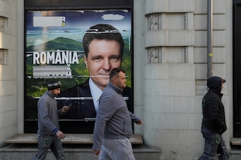 Un cartel electoral en Rumanía.