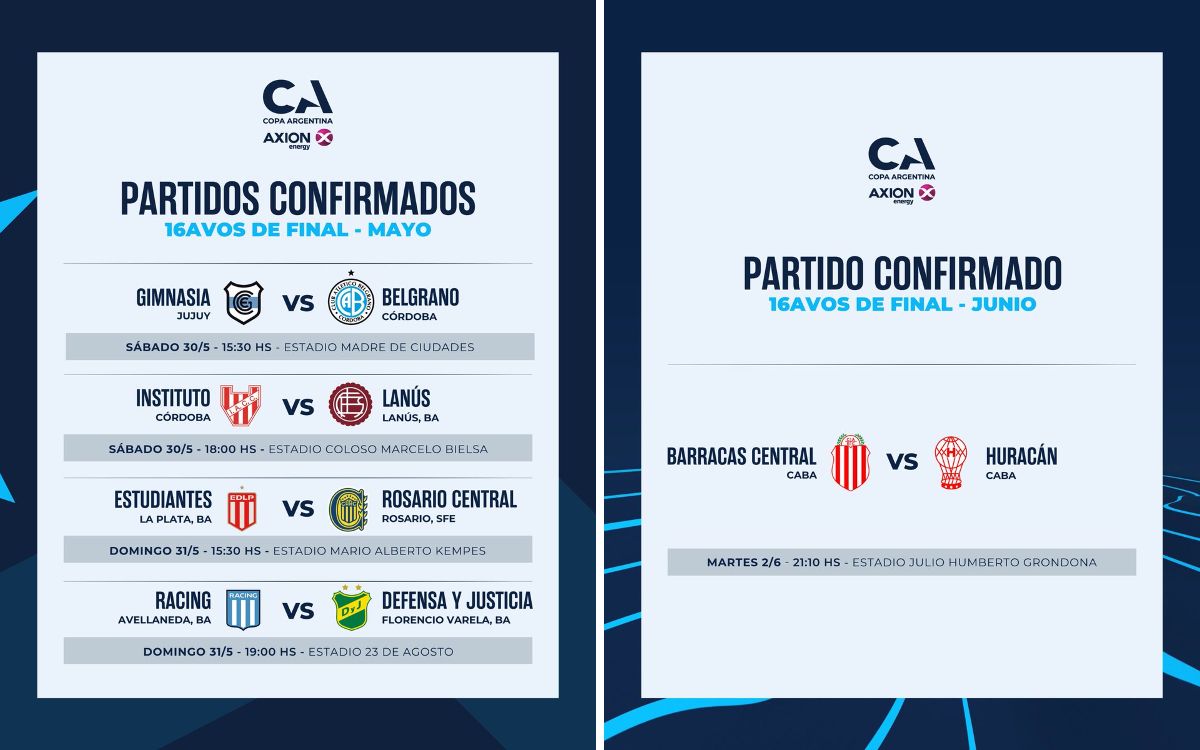 Los partidos confirmados de Copa Argentina antes del Mundial (@Copa_Argentina)