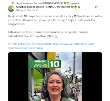 Angélica Lozano festejó el decreto