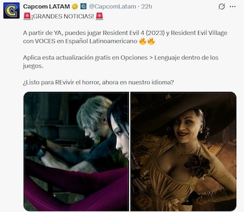 Capcom habilita doblaje latino en Resident Evil 4 Remake y Village para jugadores. (Foto: X/@Capcom)