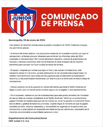 El club de Barranquilla está