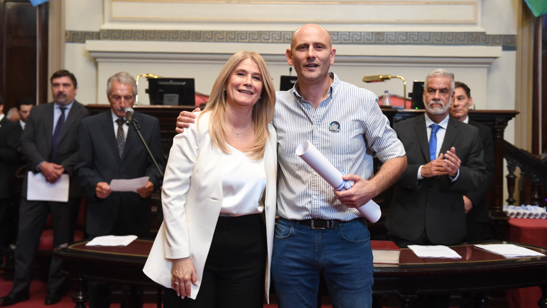 Magario junto al senador Germán Lago