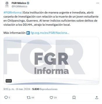 FGR, comunicado de normalista foto: