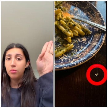 Una clienta se queja de que había un trozo de cristal en su comida (Captura Imagen TikTok)