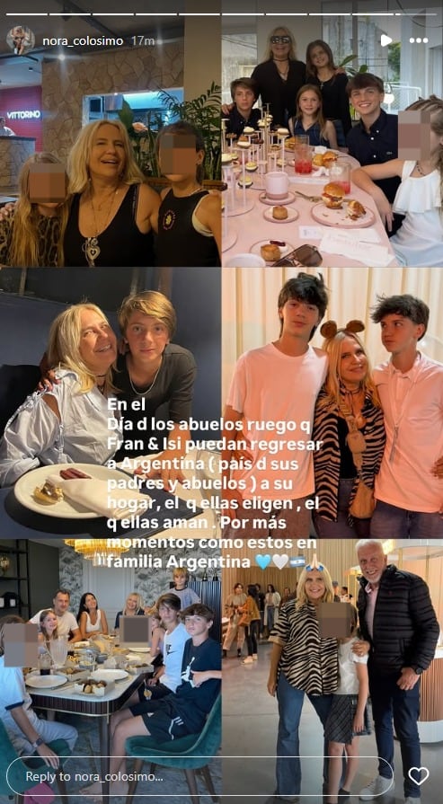 Nora Colosimo pidió que las hijas de Wanda Nara y Mauro Icardi regresen a la Argentina tras la pérdida de la documentación (Instagram)
