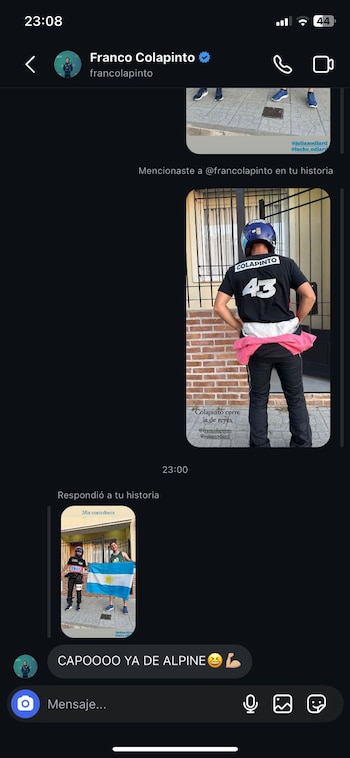 El mensaje de Colapinto para