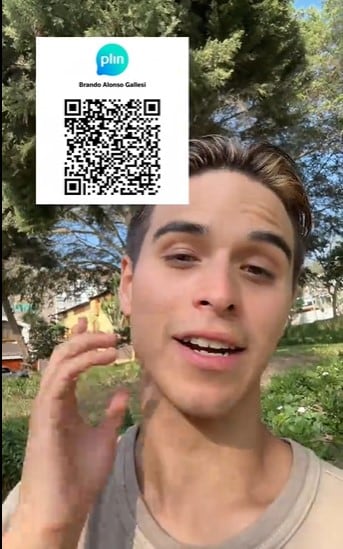 Brando Gallesi comparte un código QR de Plin solicitando apoyo económico a sus seguidores tras anunciar que se quedó sin ahorros.