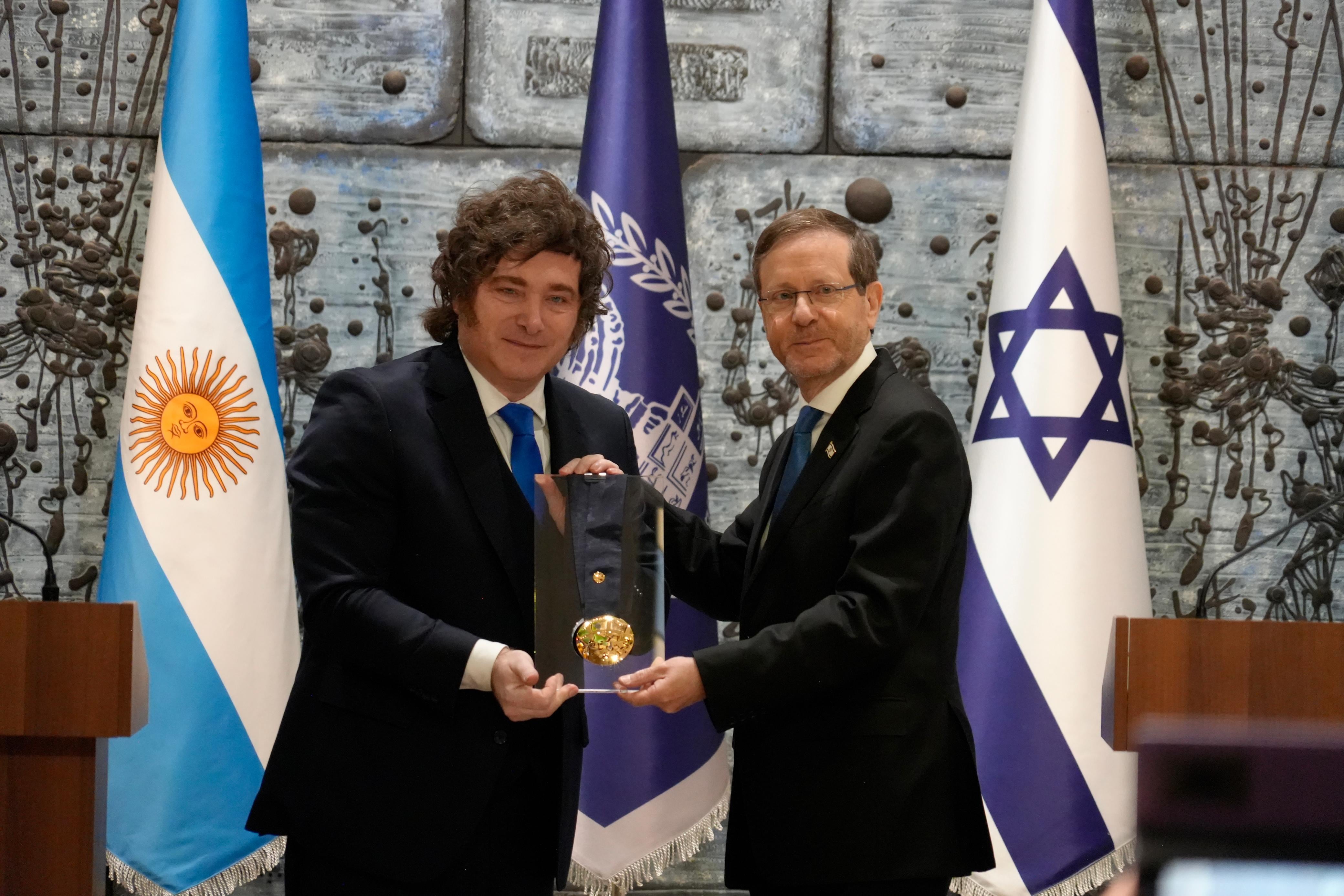 Milei junto al presidente israelí Isaac Herzog