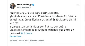 La publicación del diputado Negri
