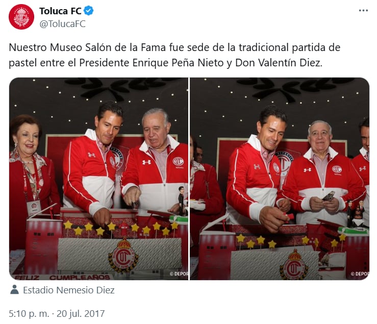 El día en que Enrique Peña Nieto visitó el nuevo Nemesio Díez. (X/Toluca FC)