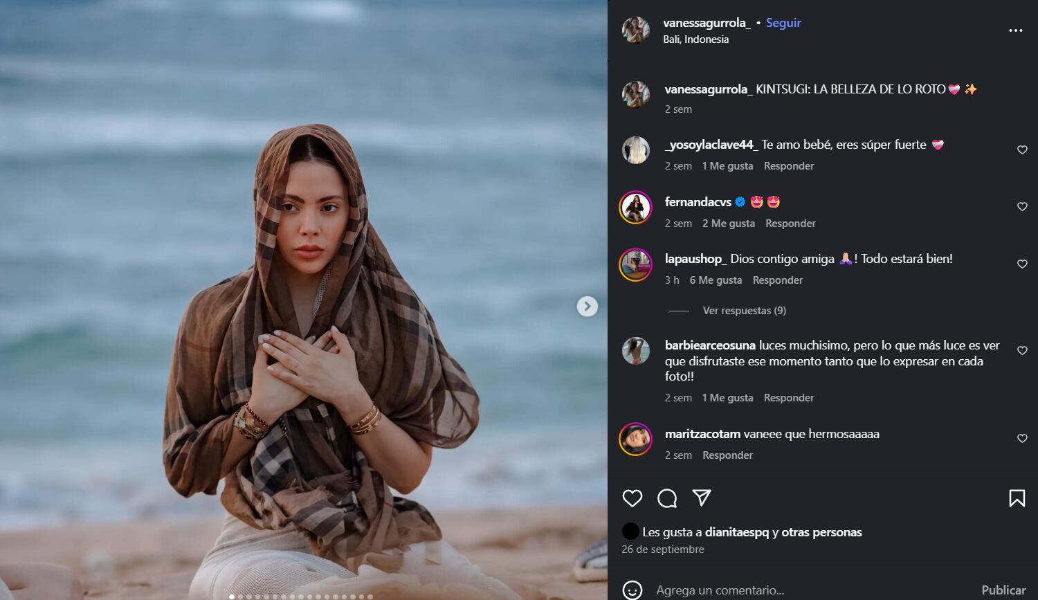 La última publicación de Vanessa Gurrola. (Instagram: Vanessa Gurrola)