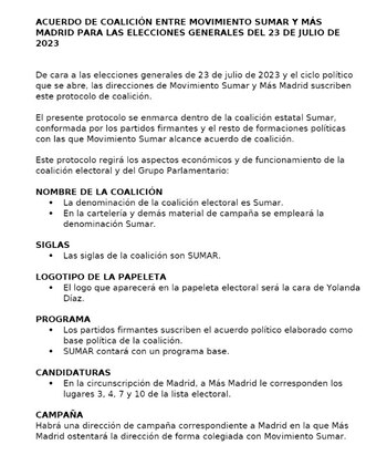 Documento enviado por Sumar tras