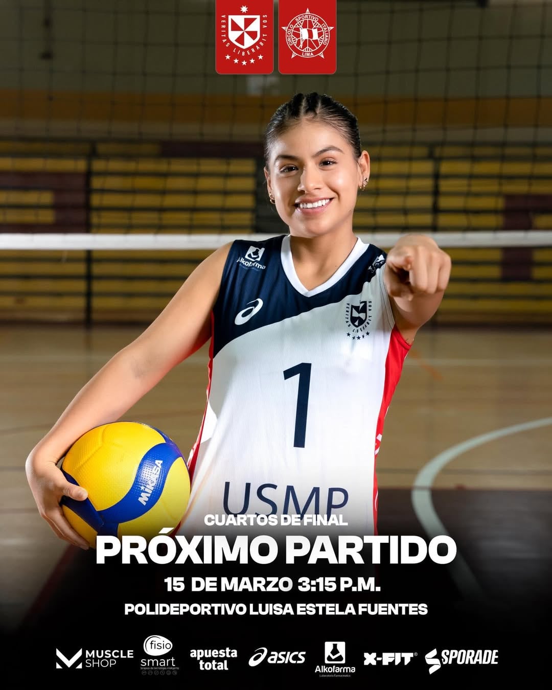 La Universidad San Martín, candidata al título, se alista para su debut en los cuartos de final de la Liga Peruana de Vóley. Crédito: Instagram usmpvóley.
