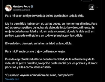 El Presidente publicó un sentido