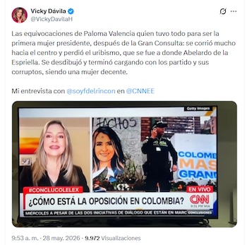 Dávila aseguró que Valencia “se corrió tanto al centro que se desdibujó” - crédito @VickyDavilaH/X