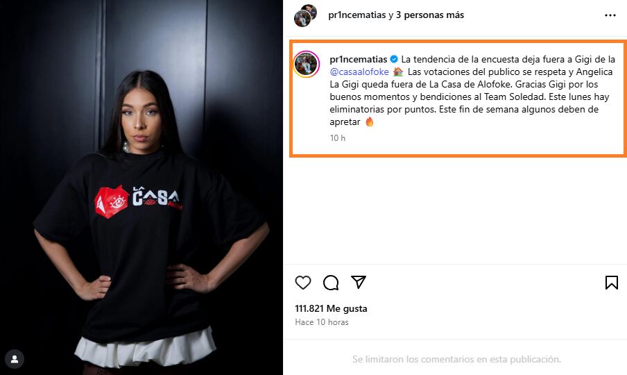 La organización del programa justificó la salida de La Gigi por agresión y el respaldo de la audiencia en redes sociales - crédito @alofoke/Instagram