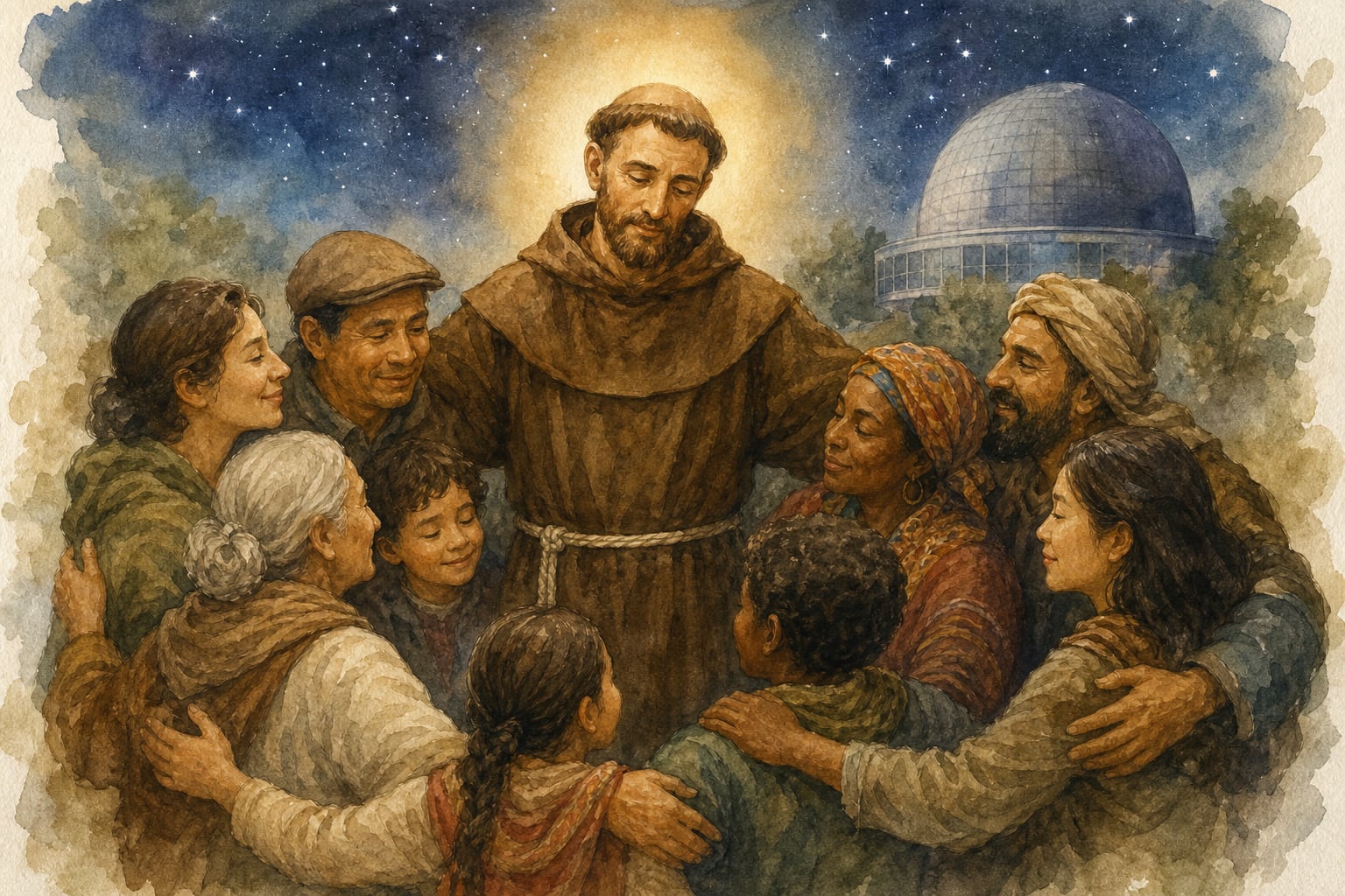 San Francisco de Asís extiende sus brazos hacia personas de diversas culturas (Imagen Ilustrativa Infobae)