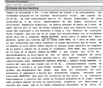 El acta que da inicio a la causa Loan