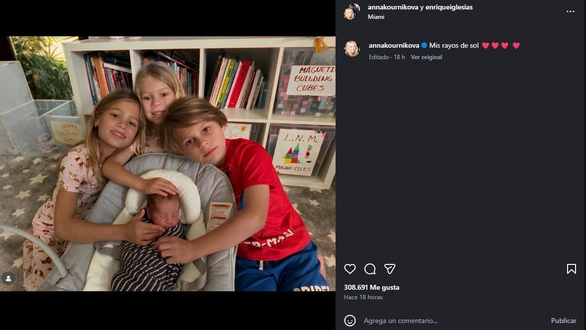 Anna Kournikova y Enrique Iglesias dieron la bienvenida a su cuarto hijo en diciembre de 2025. (Instagram)