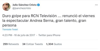 Tuit de Julio Sánchez Cristo.