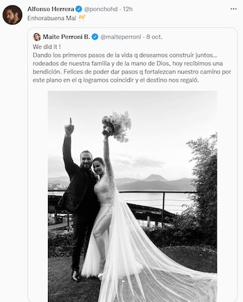 Alfonso Herrera le deseó lo mejor a Maite Perroni por su boda
(Foto: Twitter)