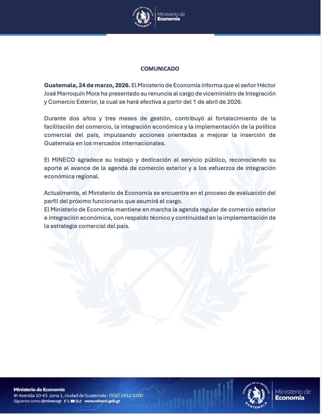 Se avecinan cambios en uno de los sectores estratégicos para la economía guatemalteca. El Ministerio subraya la importancia de mantener la estabilidad mientras crece el interés por saber quién tomará el relevo
