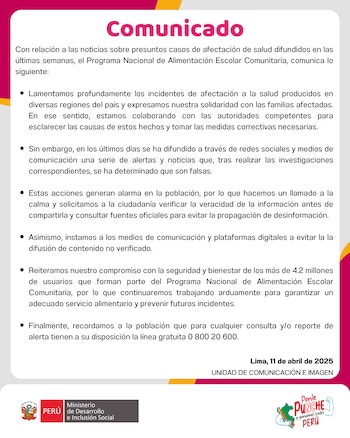 Comunicado de Wasi Mikuna