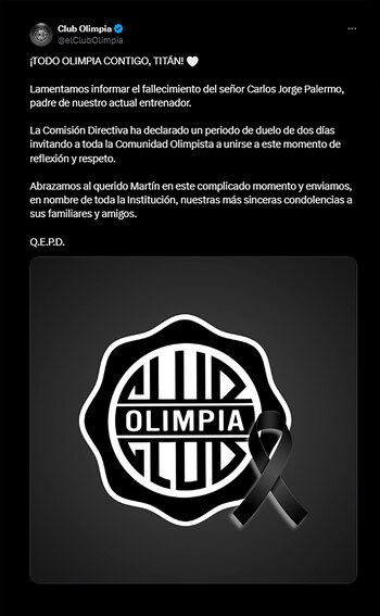 El comunicado oficial de Olimpia