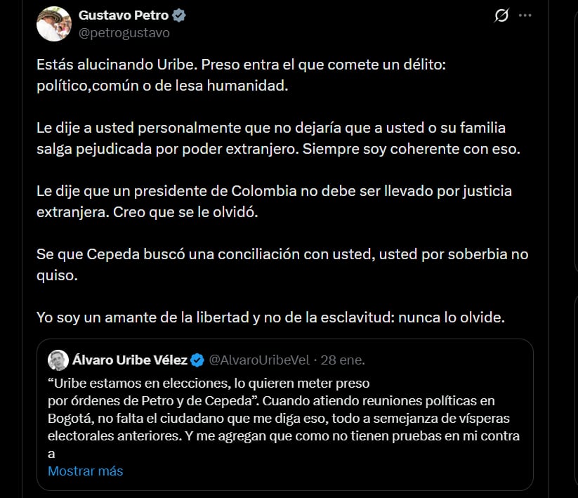 Gustavo Petro - crédito @petrogustavo/X