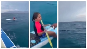 Niña flotaba a cientos de kilómetros de tierra sin salvavidas en tabla de paddle en La Paz: así la rescataron l Video