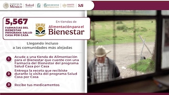Infografía promocional con logotipos oficiales, un enlace web y pantallas de computadora y teléfono con mapas de México