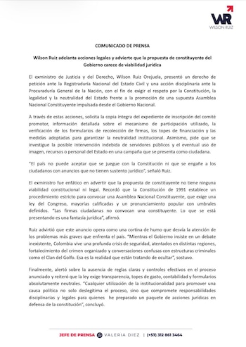Comunicado de prensa de Wilson