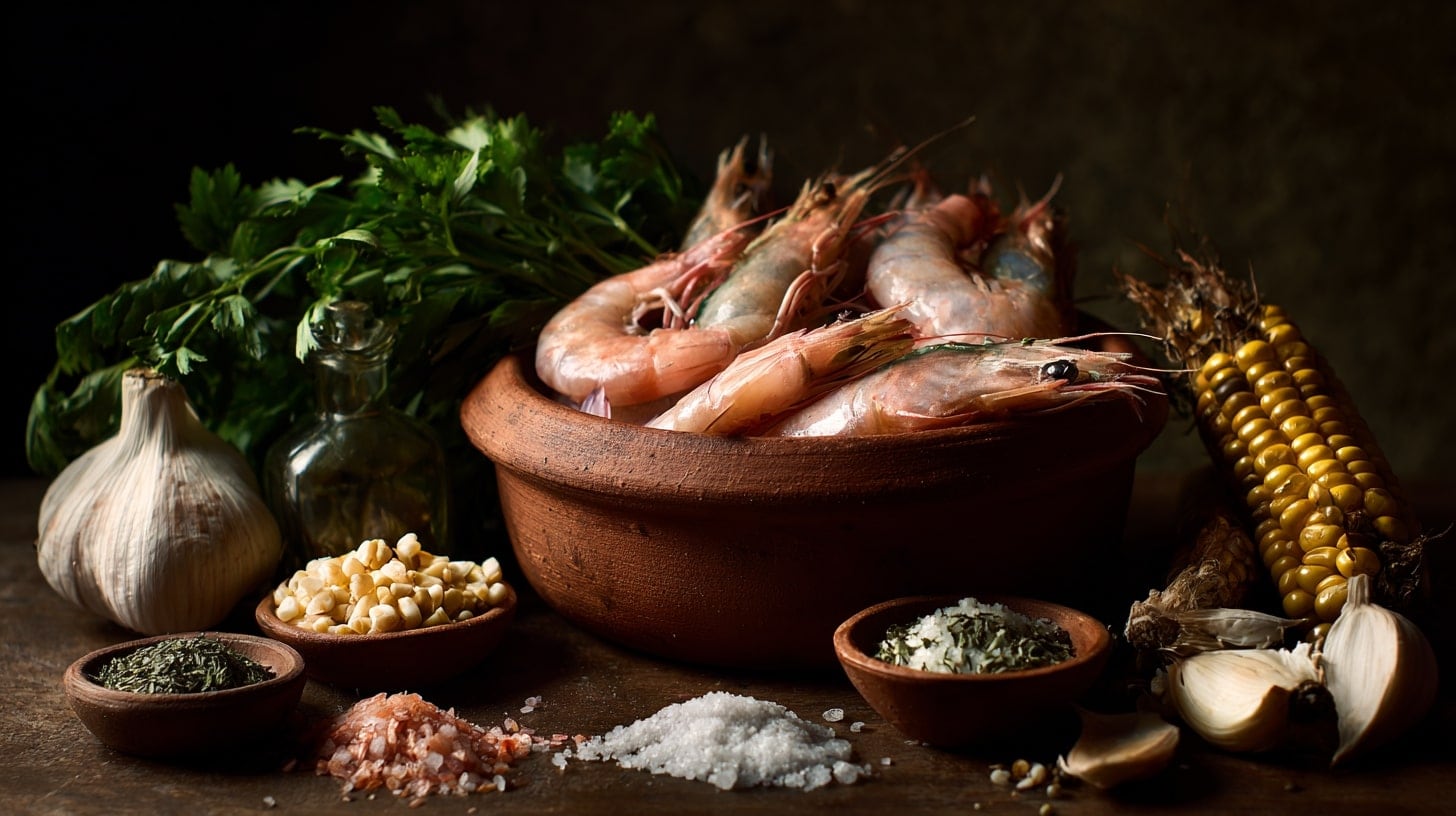 Selección de pescados y mariscos sobre una mesa