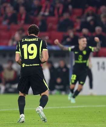 Julián Álvarez anotó el gol del empate para el Atlético de Madrid a los 47 minutos con asistencia de Ademola Lookman. (X/ @Atleti)