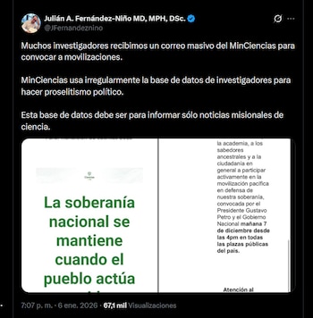 Investigadores sostienen que MinCiencias habría