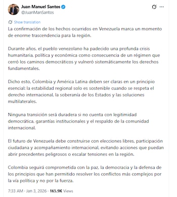 Mensaje de Juan Manuel Santos