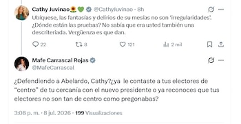 Mafe Carrascal aprovechó la controversia para cuestionar la cercanía de Cathy Juvinao con el presidente electo Abelardo de la Espriella, alimentando aún más el debate - crédito @MafeCarrascal/X