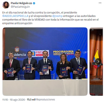 Paola Holguín destaca entrega del libro de la verdad en jornada anticorrupción - crédito @PaolaHolguin/X