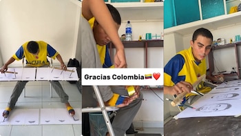 Joven de Cartagena se hizo viral por pintar a la selección Colombia con sus pies: hizo los doce retratos en simultáneo
