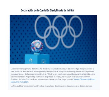 El comunicado de FIFA
