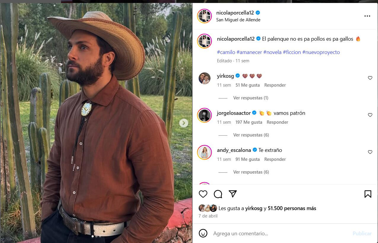 Nicola Porcella se luce en nueva telenovela de Televisa junto a Fernando Colunga: “Es un sueño”