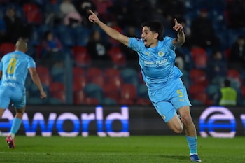 Franco Pizzichillo, de Montevideo City Torque, celebra un gol en el partido de ida de los octavos de final de la Copa Sudamericana entre Tigre y Montevideo City Torque en el estadio José Dellagiovanna de Victoria (Argentina). EFE/ Adan González