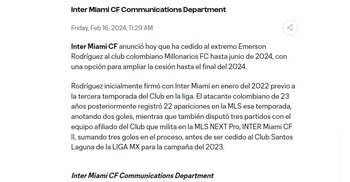 Inter Miami informó que el