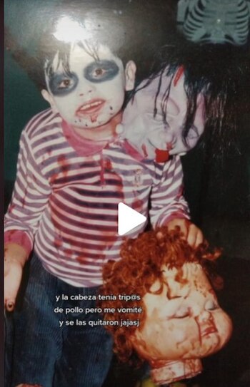 El impactante disfraz con sangre