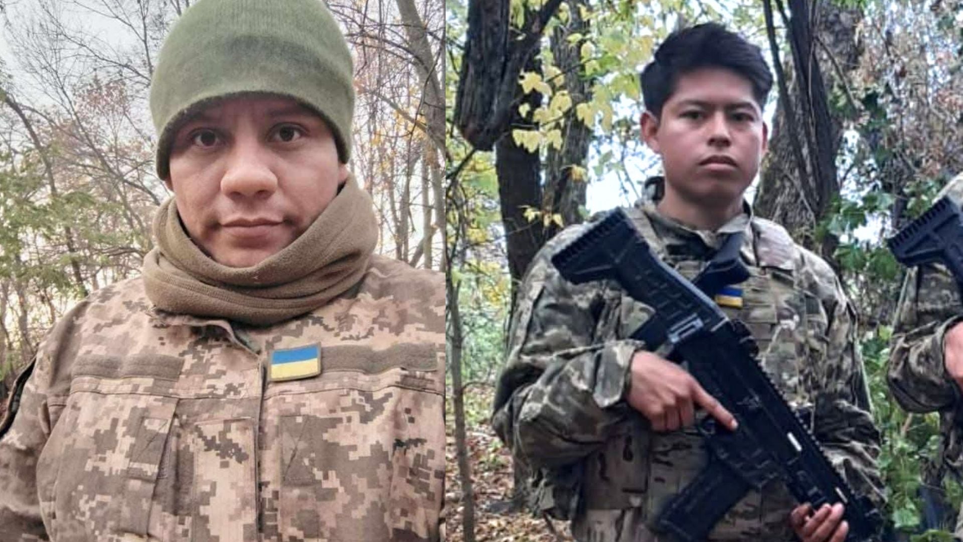 A lado izquierdo Frank Luis Pinedo del Campo, de 33 años; y a lado derecho de la foto Jair Ayachi Sánchez, de 22. Ambos nacidos en la región peruana de Loreto murieron en la guerra entre Ucrania y Rusia | Foto captura: Infobae Perú