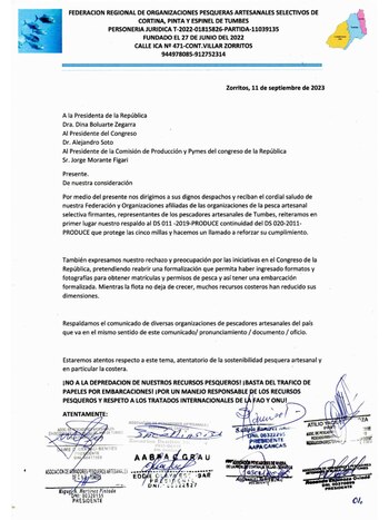 Pescadores artesanales enviaron su última