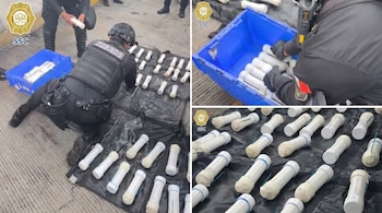El hallazgo se realizó mientras elementos de seguridad llevaban a cabo inspecciones a unidades de transporte de pasajeros en la vía México-Cuernavaca. (Crédito: Secretaría de Seguridad Ciudadana)