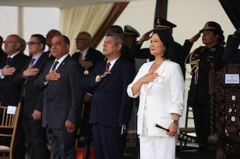 Ceremonia de reconocimiento de Fredy López como nuevo comandante general de la PNP. (Foto: Presidencia Perú)