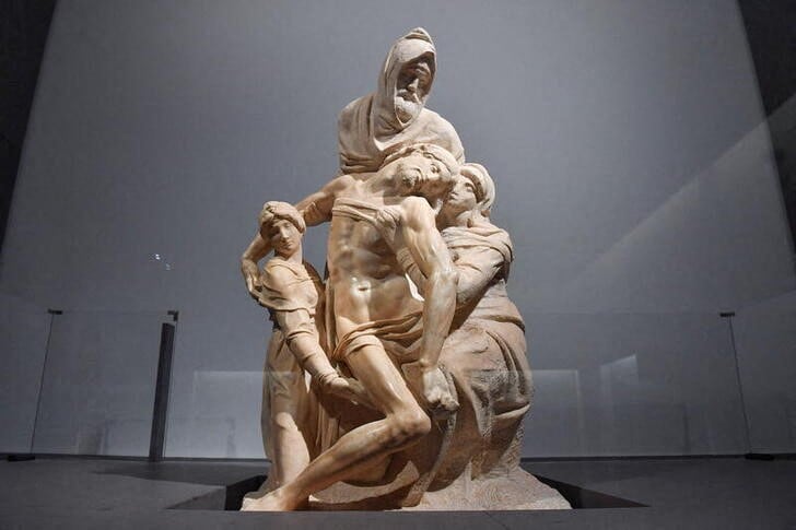 Imagen de la Piedad Bandini, de Miguel Ángel, exhibida en el Museo de la Opera del Duomo en Florencia, Italia (REUTERS/Jennifer Lorenzini)